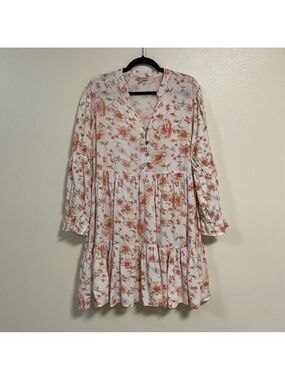 Falling Flowers Ruffle hem mini dress Floral print Plus Size 1X